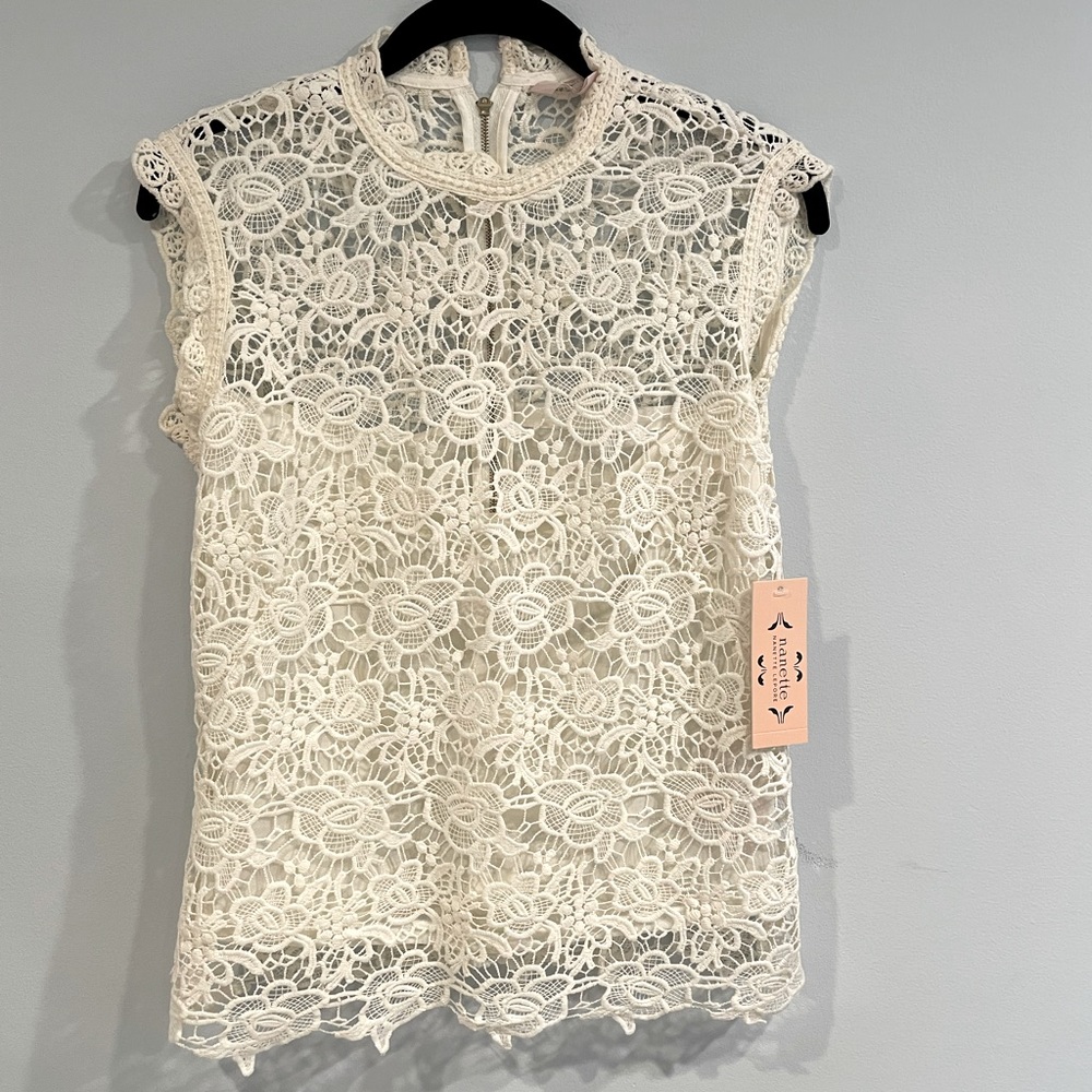 NWT Nanette Lepore off white lace top